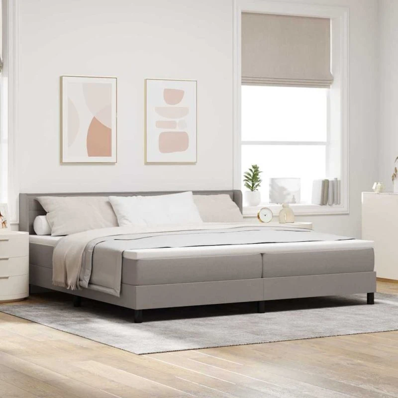 vidaXL Boxspring seng med hovedgærde Gråbrun 200x200 cm