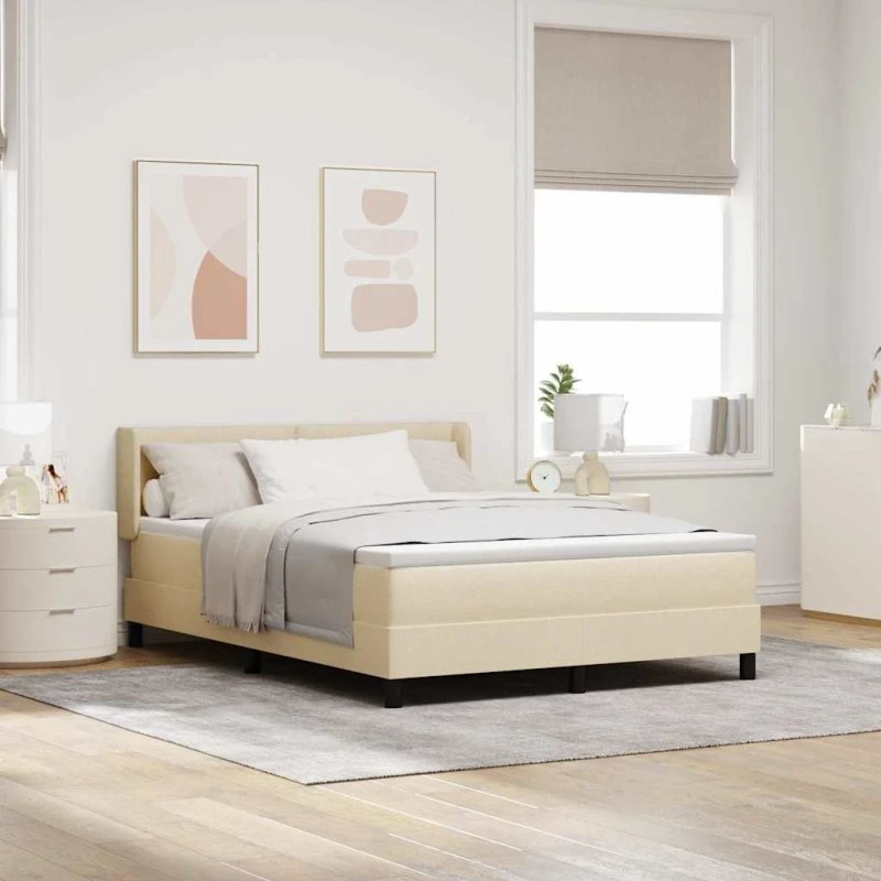 vidaXL Boxspring seng med hovedgærde, Creme, 200 x 160 cm