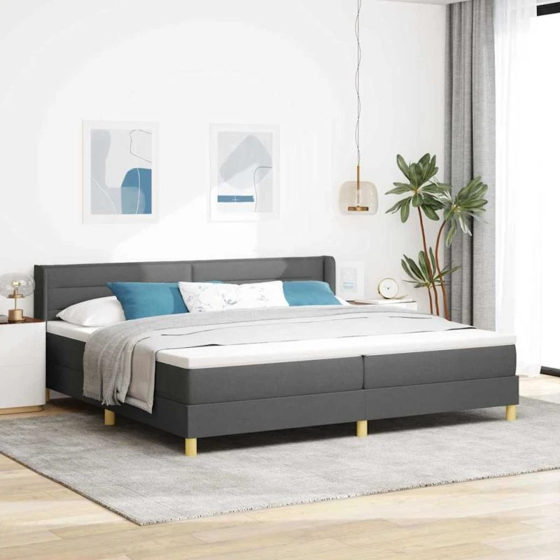vidaXL Box spring seng med madras, mørkegrå, 200 x 200 cm