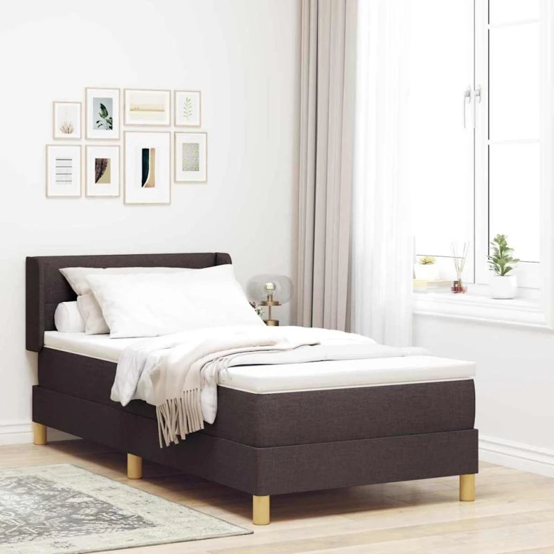 vidaXL Box Spring Seng med Madras Mørk Brun 200 x 90 cm Stof