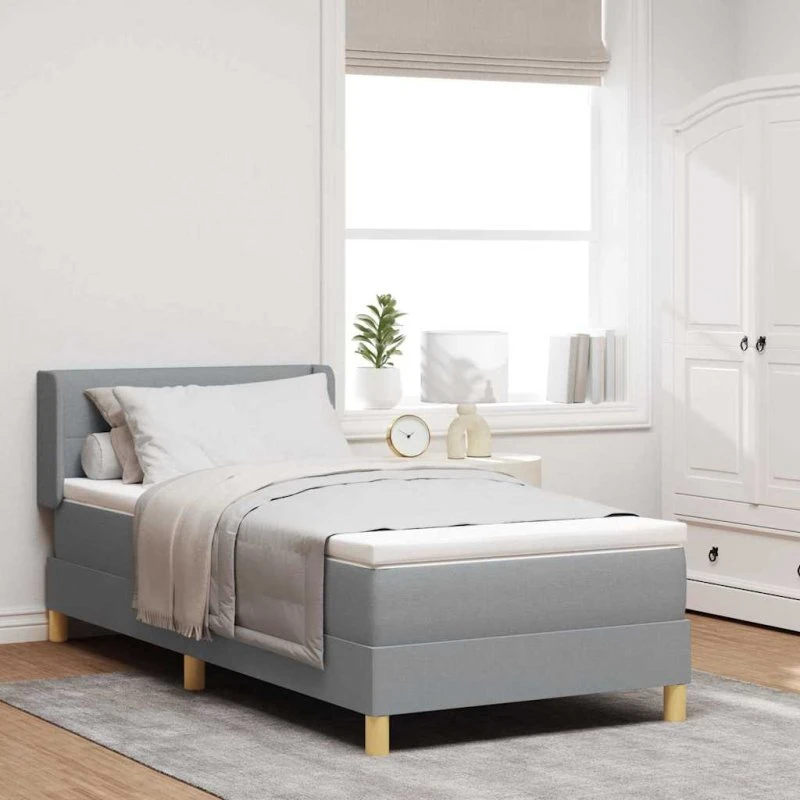 vidaXL Boxspring seng med madras Lysegrå 200x100 cm Stof