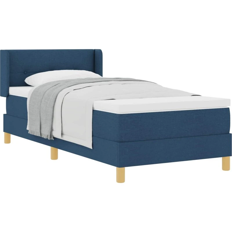 vidaXL Box spring seng med madras og hovedgærde, blå, 200 x 100 cm