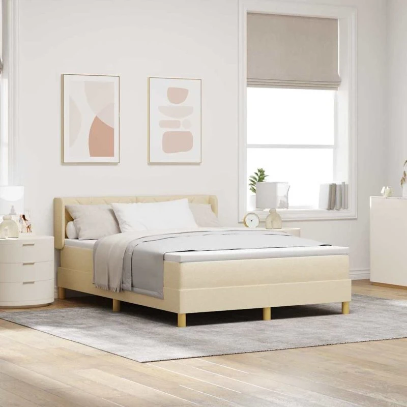 vidaXL Box spring seng med madras Creme 200 x 160 cm Stof