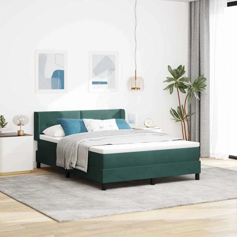 vidaXL Box spring seng med hovedgærde, mørkegrøn, 200 x 160 cm
