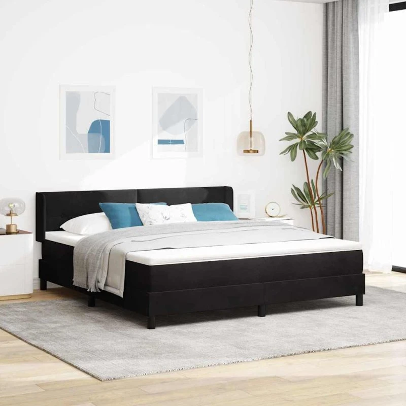 vidaXL Boxspring Seng 200x180 cm Sort med Hovedgærde