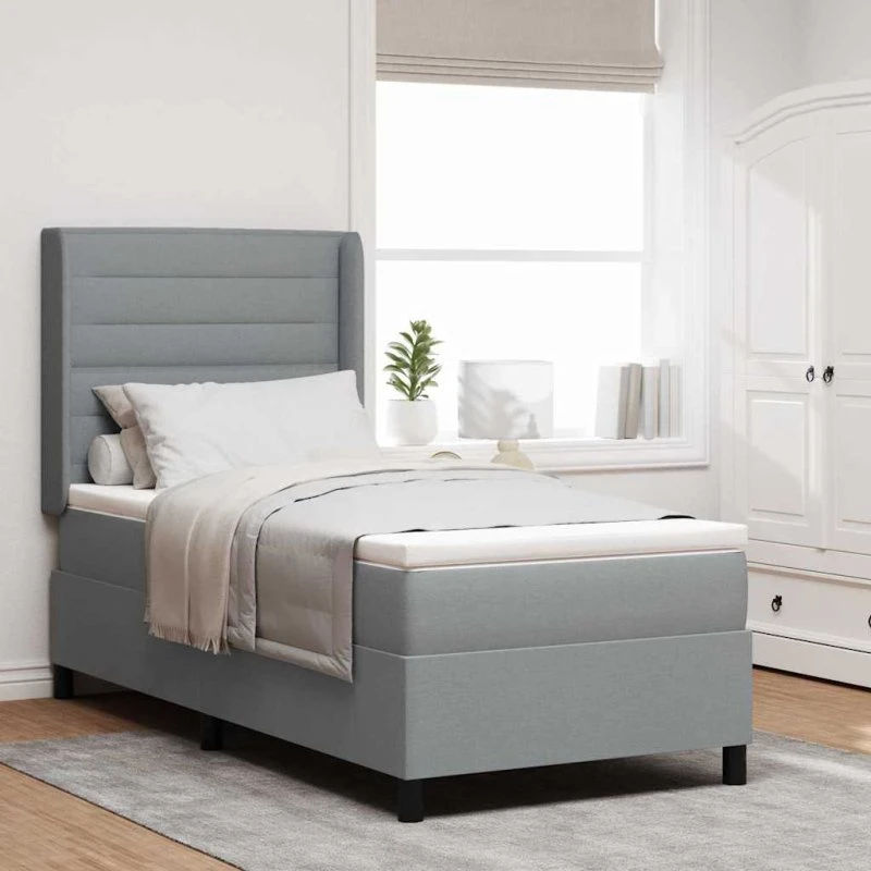 vidaXL Box spring seng med madras Lysegrå 200x90 cm