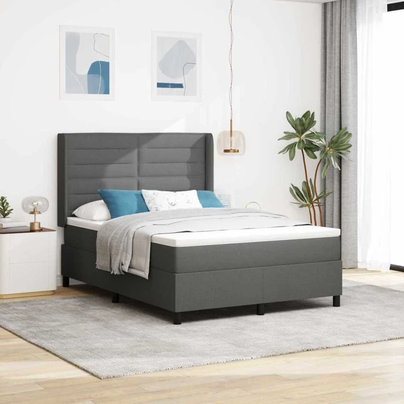 vidaXL Box spring seng med madras Mørkegrå 190x140 cm