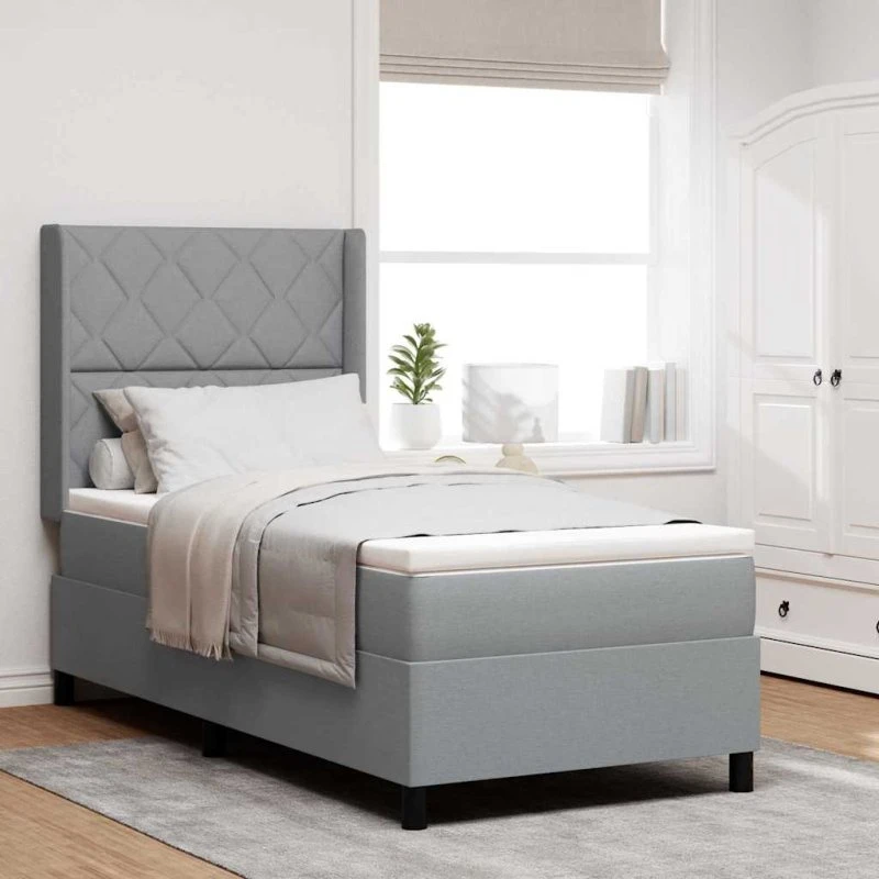 vidaXL Box Spring Seng med Madras Lysegrå 200x100 cm