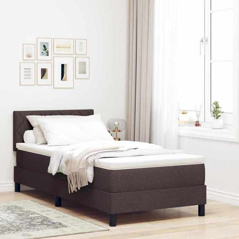 vidaXL Boxspring Seng med LED, Mørk Brun, 90x200 cm