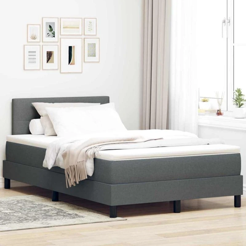 vidaXL Boxspring seng med LED, mørkegrå 120x190 cm