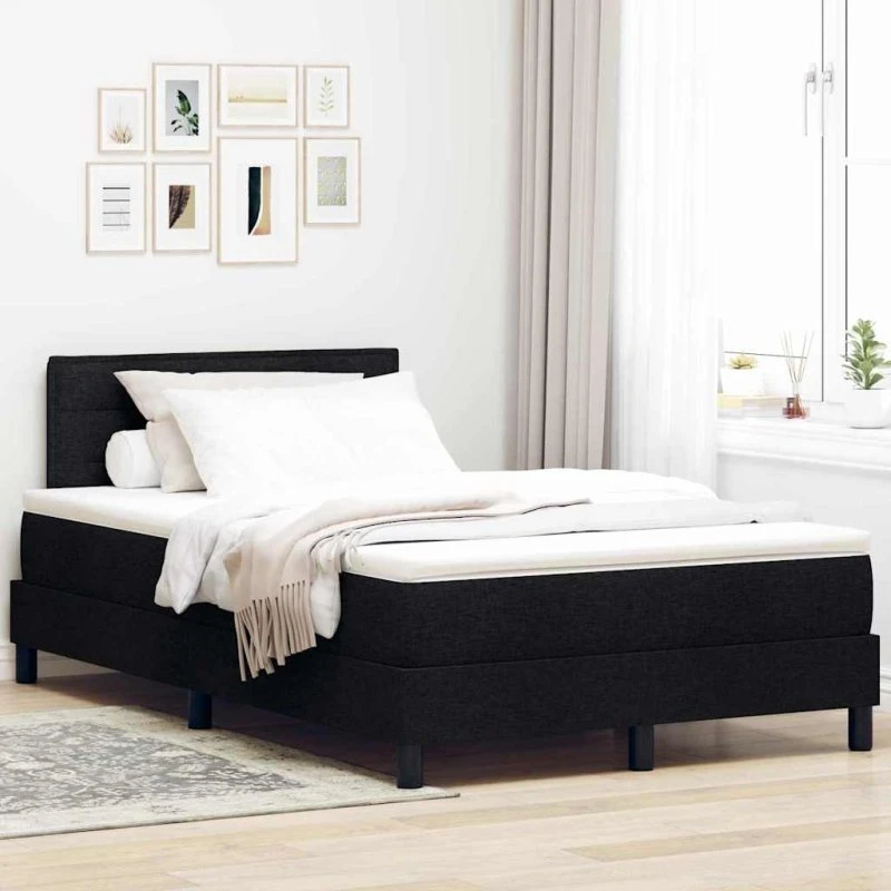 vidaXL Boxspring seng med LED, sort 120 x 200 cm, stof