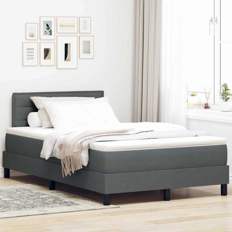 vidaXL Box spring seng med LED, mørkegrå, 120 x 200 cm