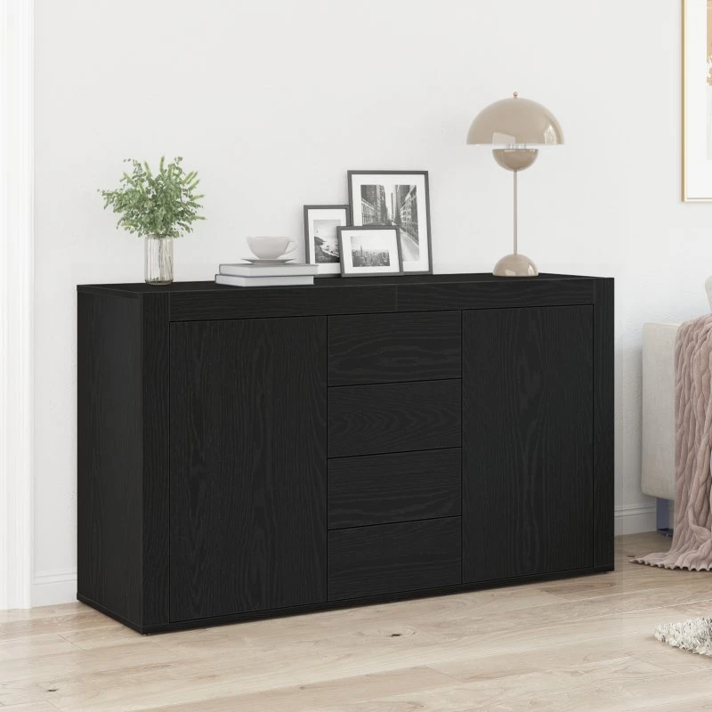 vidaXL Sideboard med skuffe, Sort eg, 120 x 36 x 69 cm