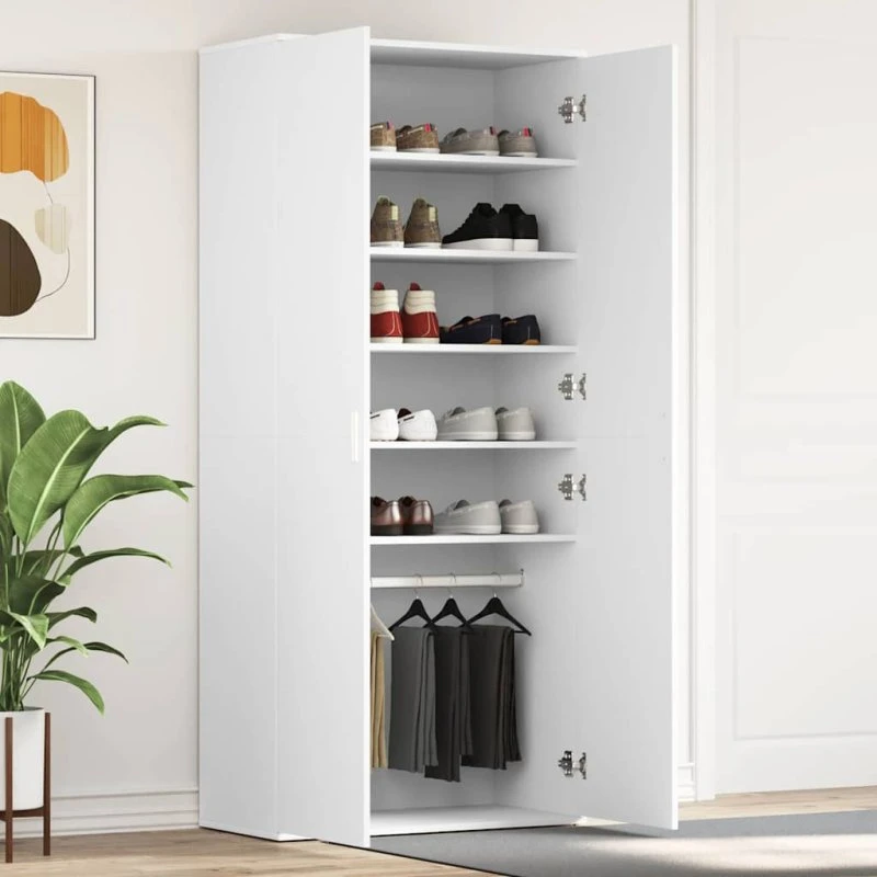 vidaXL Sko Skab Hvid 80x39x178 cm Konstrueret Træ