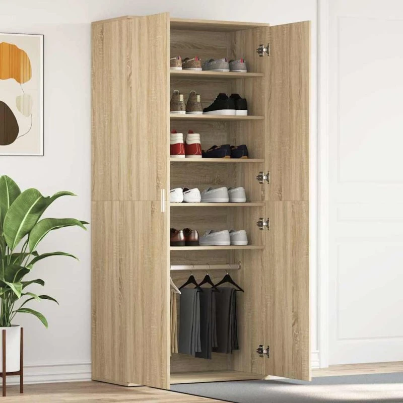 vidaXL Sko Skab Sonoma Eg 80x39x178 cm Konstrueret Træ