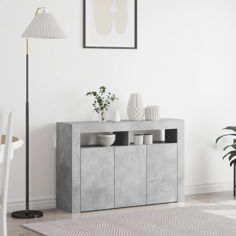 vidaXL Sideboard Betongrå 116x30x75 cm Konstrueret Træ