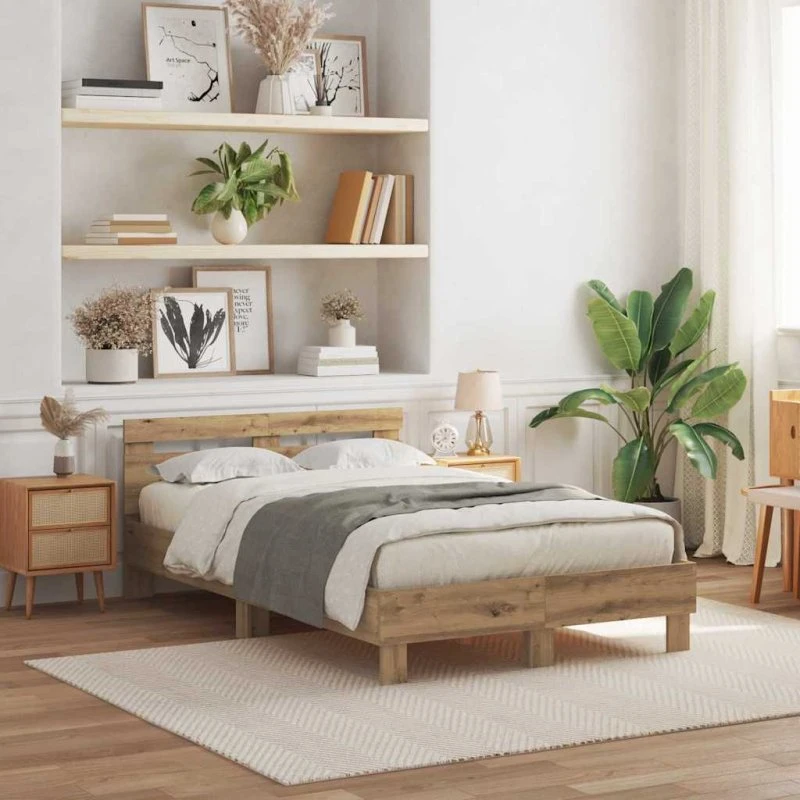 vidaXL Sengestel Artisan Eg 135 x 190 cm Konstrueret Træ