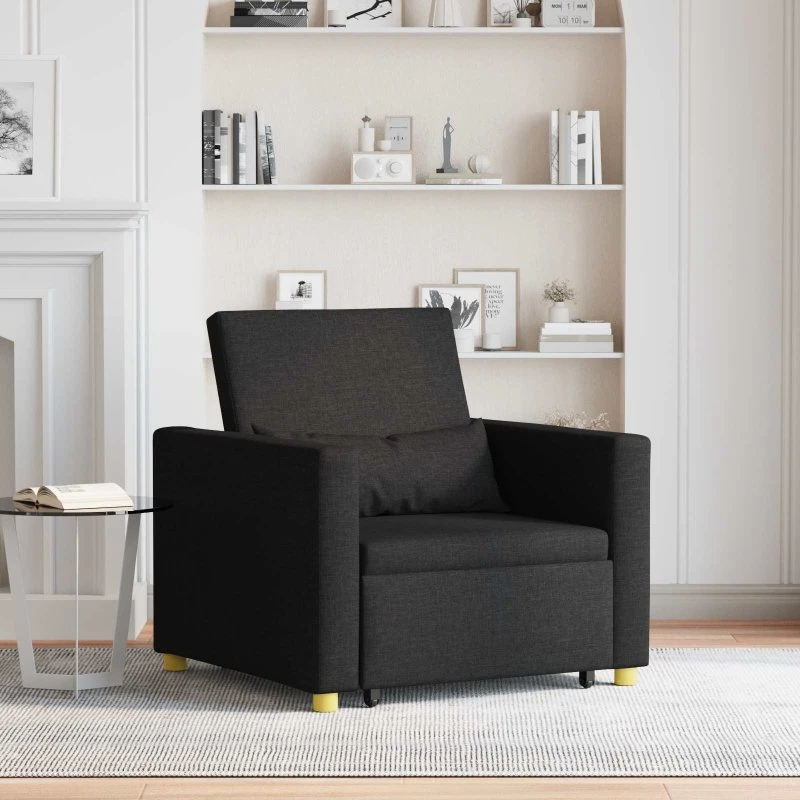 vidaXL Utrækkelig Sovesofa Enkelt med Hjul 90 x 165 x 87 cm Sort
