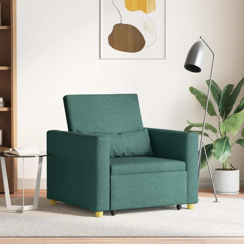 vidaXL Utrækkelig Sovesofa Enkelt Mørkegrøn 90x165x87 cm