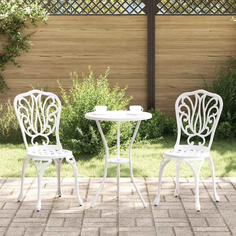 vidaXL Have Bistro Sæt 3 pc Hvid Aluminium