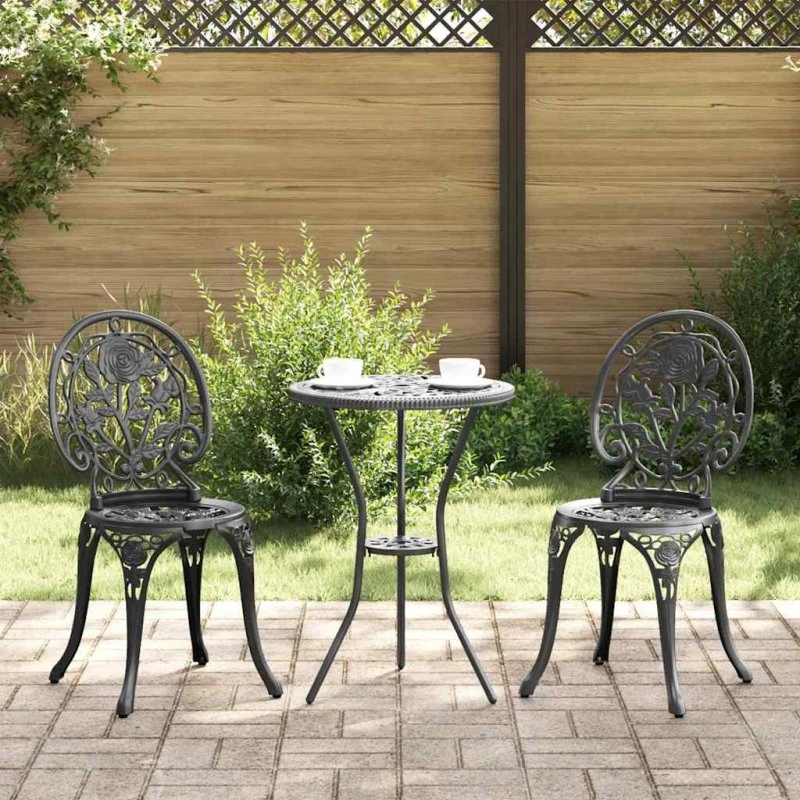 vidaXL Have Bistro Sæt 3 pc Sort Aluminium