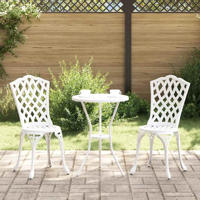 vidaXL Have Bistro Sæt 3 stk Hvid Aluminium