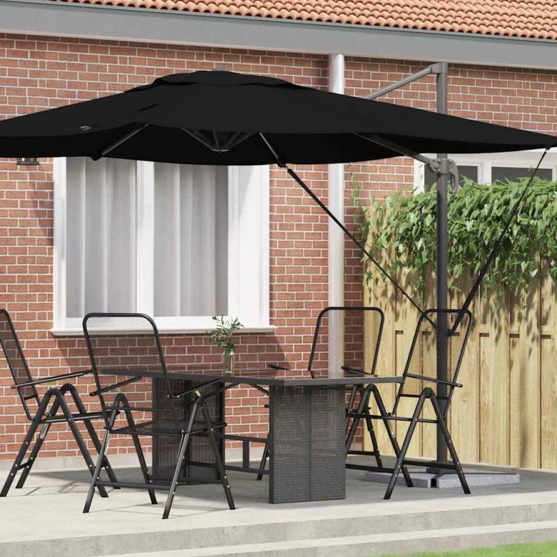 vidaXL Roma Parasol Sort 286x284 cm Aluminium & Polyester