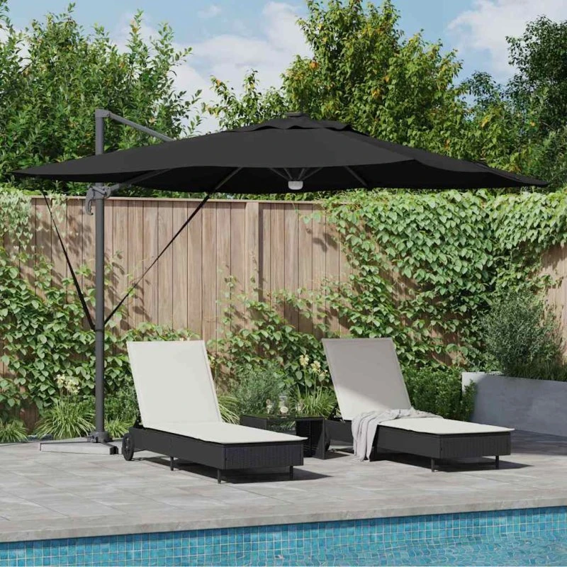 vidaXL Roma Parasol Sort 286x285x270 cm Aluminium & Polyester