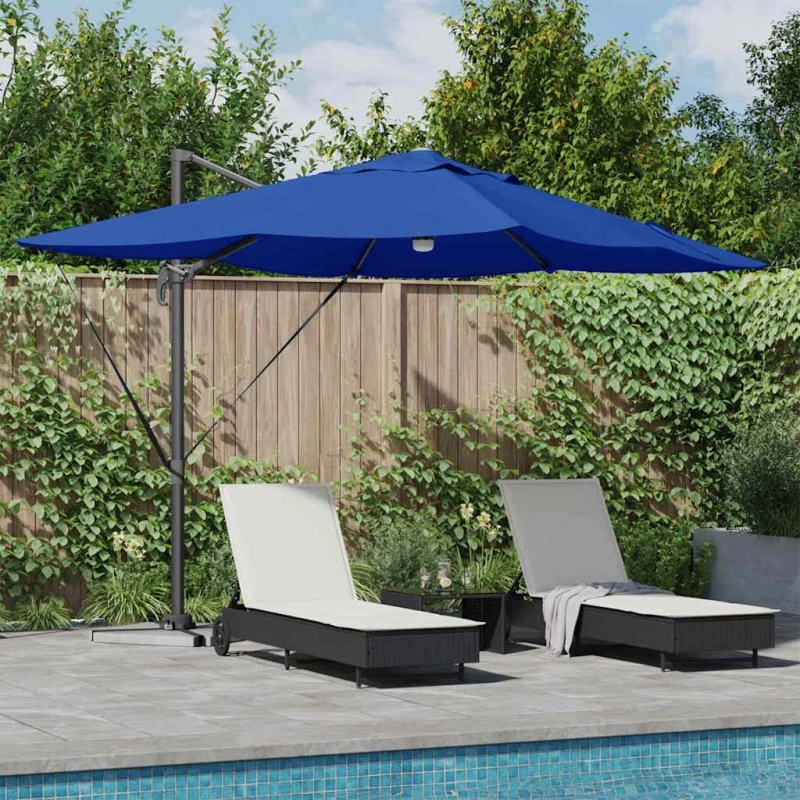 vidaXL Cantilever Roma Parasol Azurblå 351x250x253 cm