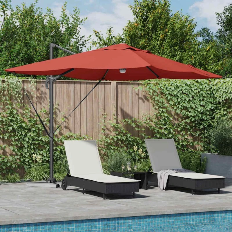 vidaXL Cantilever Roma Parasol 351x250x253 cm Rød/Sort