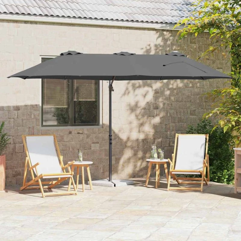 vidaXL Parasol Antracit 372x198x243 cm, Polyester & Aluminium