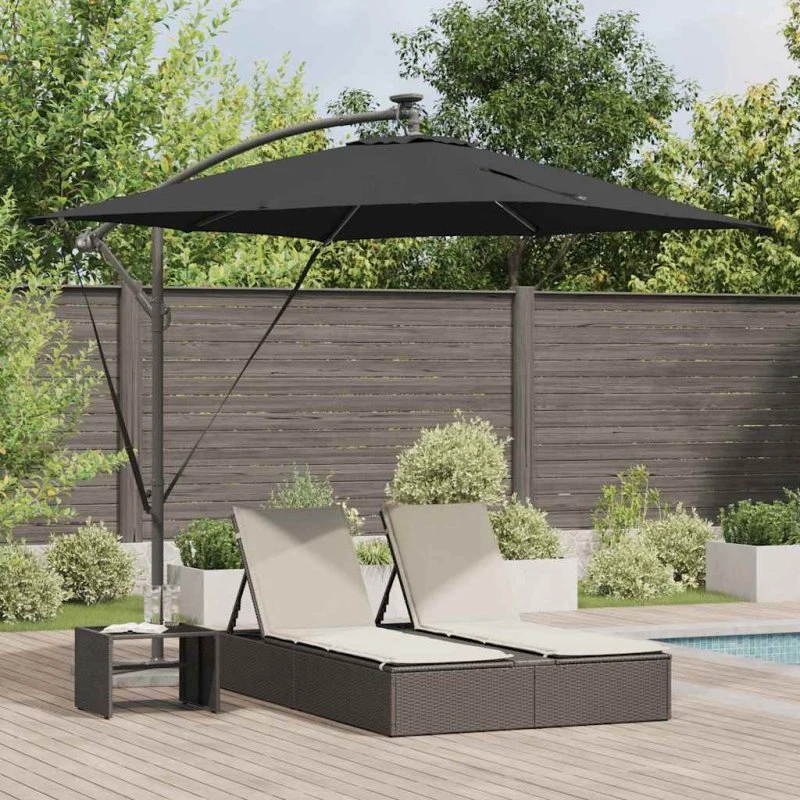 vidaXL Cantilever Banana Parasol Sort 249x249x250 cm