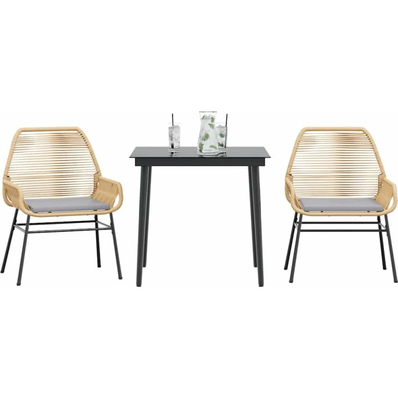 vidaXL 3-delssæt polyrattan glas brun