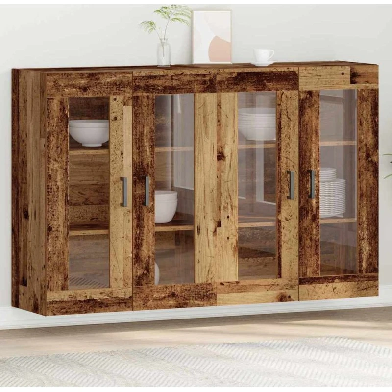 vidaXL Vægskab 2 stk Gammelt Træ 69,5 x 34 x 90 cm Konstrueret Træ
