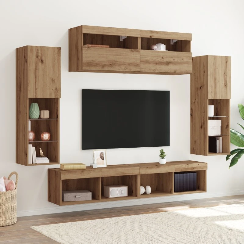 Artisan Egetræ TV Vægskab 6 dele 30,5 x 30 x 102 cm