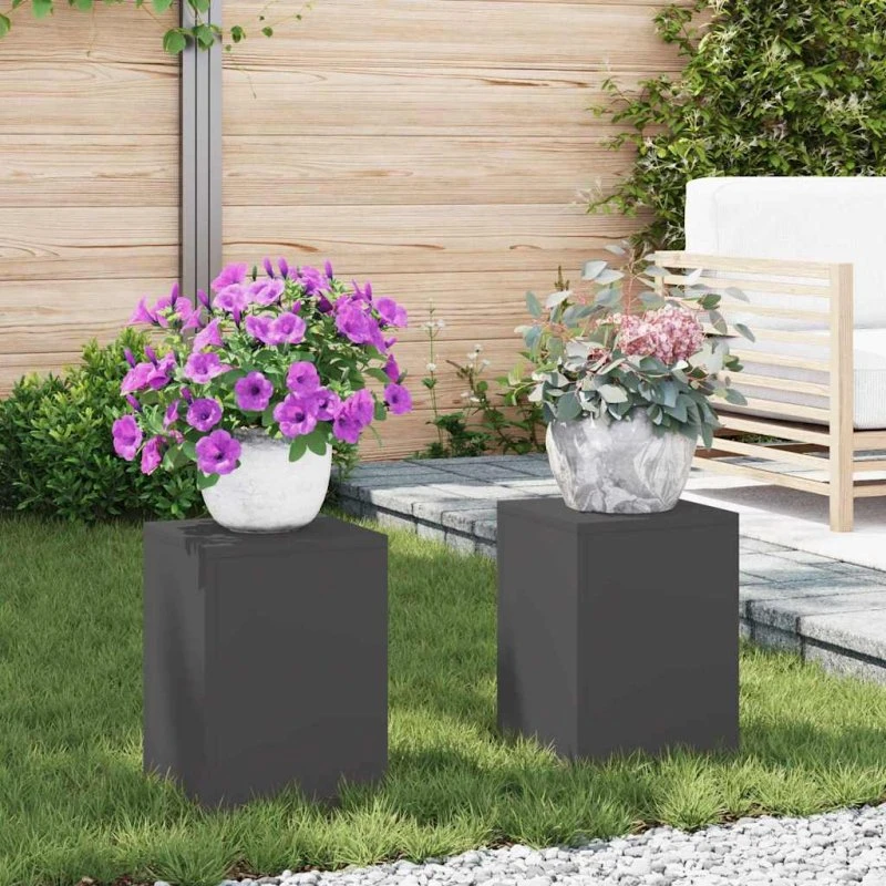 vidaXL Planteholder 2 stk, Sort, 24 x 24 x 35 cm, Stål