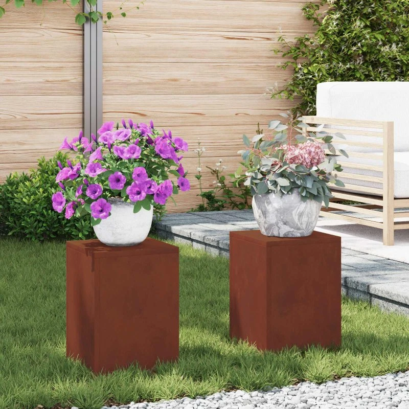 vidaXL Planteholder 2 stk Rusten 24 x 24 x 35 cm Cortenstål