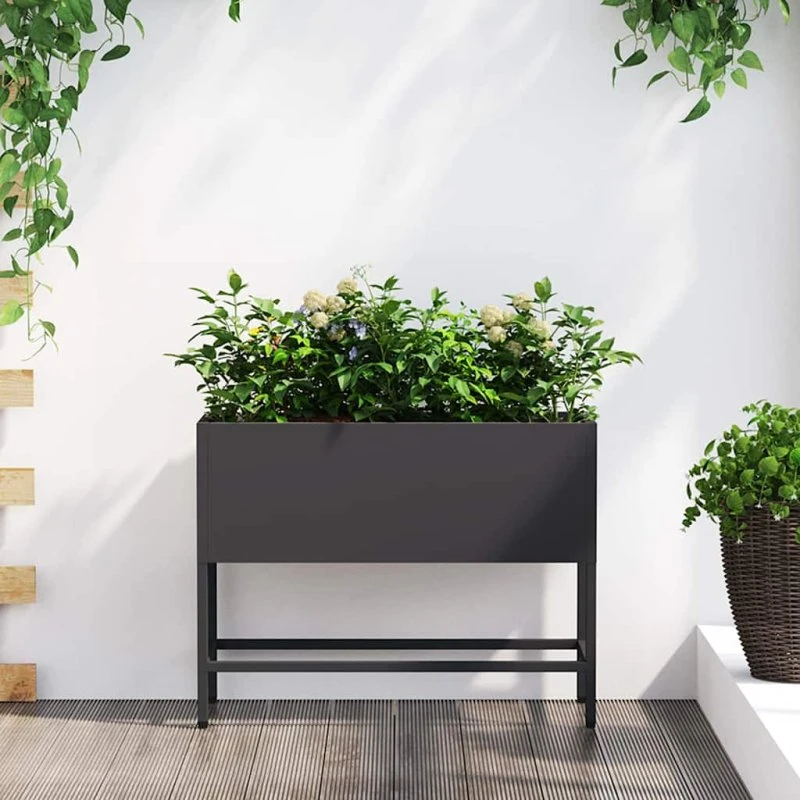 vidaXL Hævet Haveplante Sort 60 x 26 x 45 cm Stål