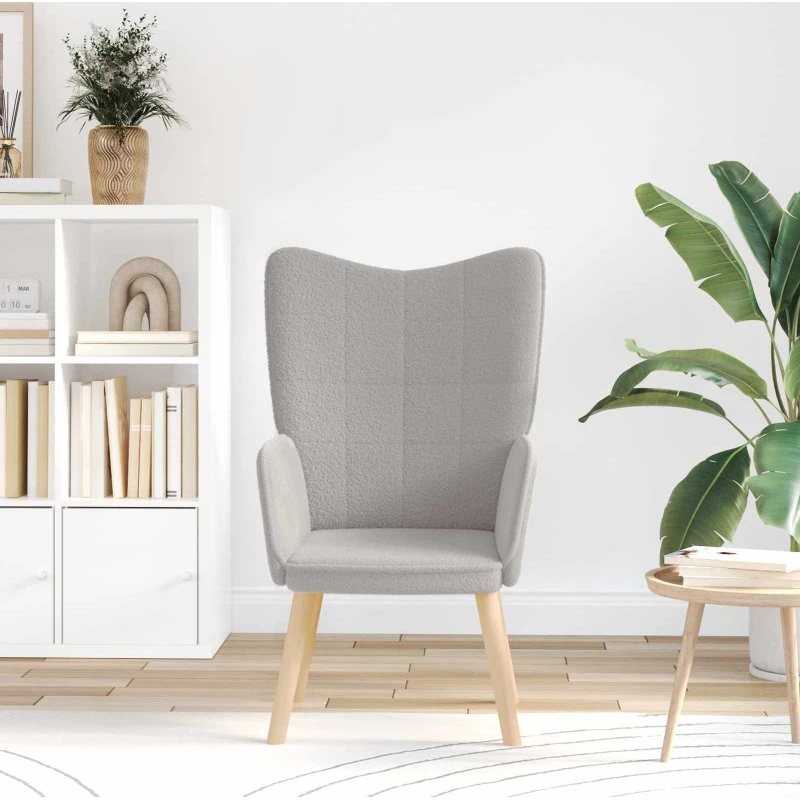 vidaXL Lænestol Lysegrå 62 x 67 x 95,5 cm Sherpa-stof
