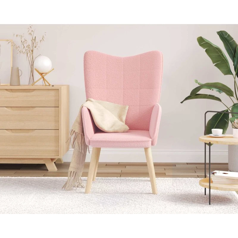 vidaXL Lænestol Lyserød 62 x 67 x 95,5 cm Sherpa-stof