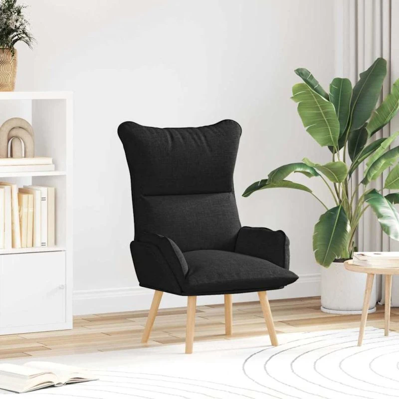 vidaXL Lænestol Sort 69 x 74 x 93 cm Stof & Krydsfiner