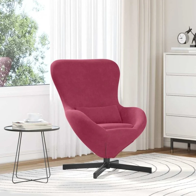 vidaXL Æggestol Vinrød 63 x 73 x 90 cm Fløjl