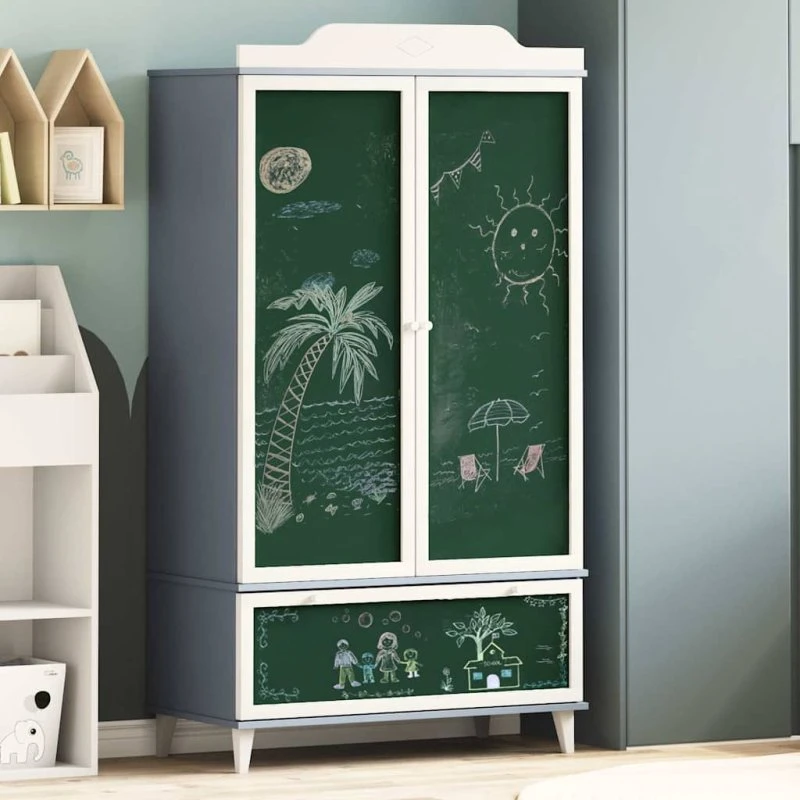 vidaXL Tavle Garderobe 90x45x165 cm Grå/Hvid med Skuffer