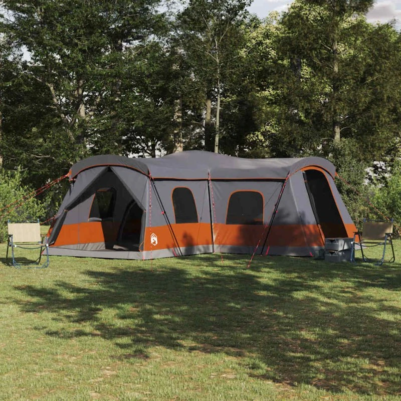 vidaXL Telt 16 personer 680x510x210 cm Grå/Orange