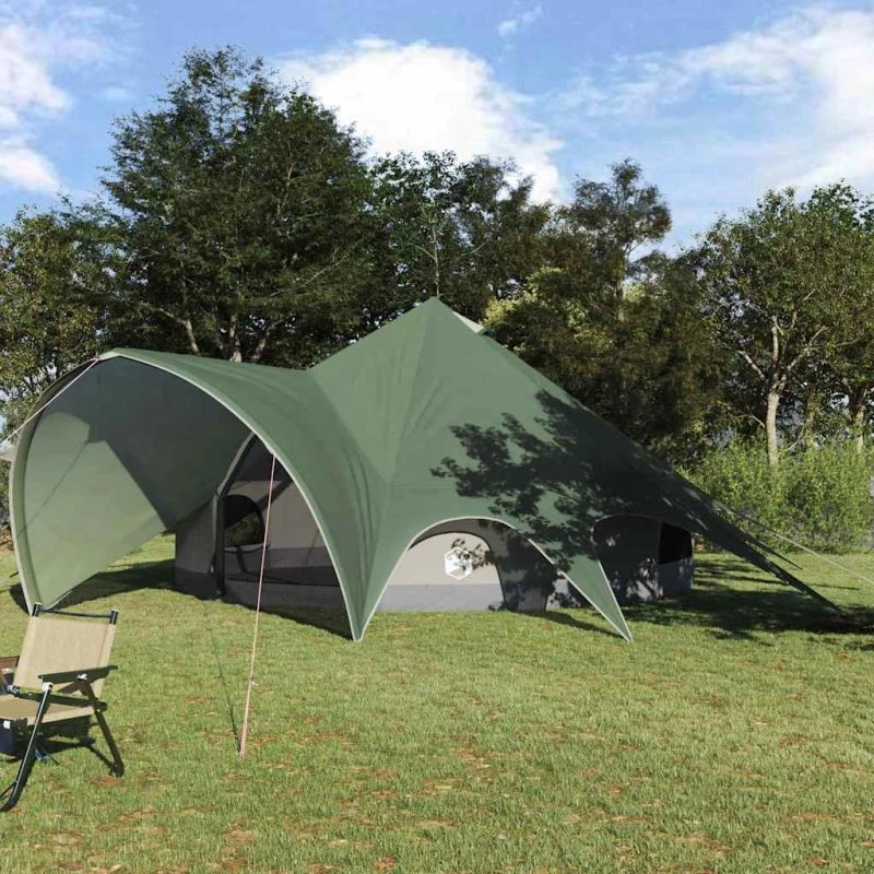 vidaXL Teepee Telt 7-Personer Grøn/Grå 600x600x347 cm