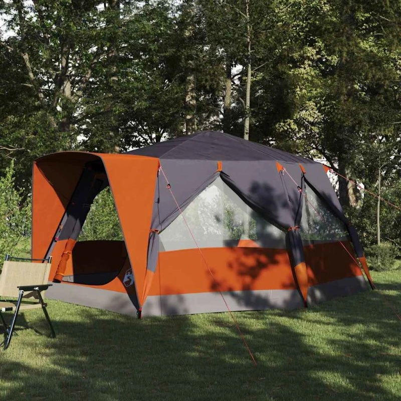 vidaXL Teltehus 7-personer Grå/Orange 400x350x212 cm