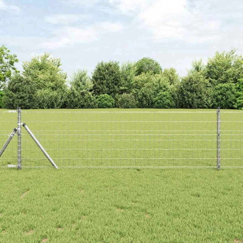vidaXL Euro Hejn 0,8 x 10 m Sølv PVC-belagt jern