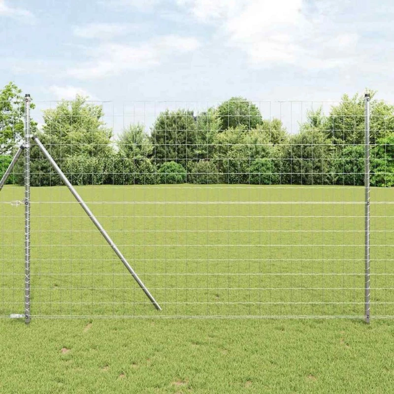 vidaXL Euro Hejn 1,5 x 10 m Sølv PVC-belagt jern