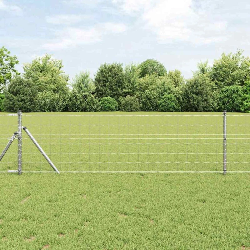 vidaXL Euro Hejn 0,4 x 25 m Sølv PVC-belagt jern