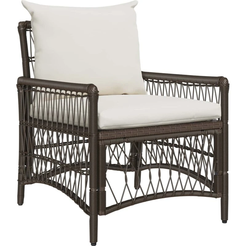 vidaXL Have Stol med Pude Brun 73x61x77 cm Poly Rattan